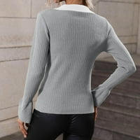 Clears Deagia Zimski džemperi za žene V-izrez džemper casual čvrstog pletenja mrmmiranje dugih rukava