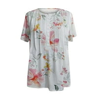 Dyegold Ljetni vrhovi za žene, ženske majice Dressy casual gumb-up cvjetni print natkriveni vrhovi labavi