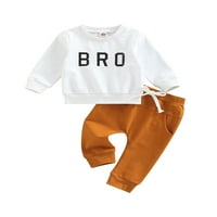 Jaweiwi Toddler Baby Boys Fall Outfit Set Pismo Ispis dugih rukava s dugim rukavima i ležerne rastepetne