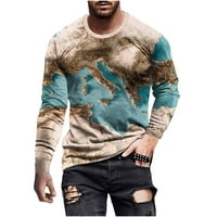Mapa čovjekova pulover Print Slim Fit Duks vježbanje Atletska bluza s dugim rukavima Crewneck majica