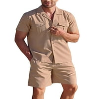 Muška odjeća postavljaju čvrste boje kratkog rukava s kratkim rukavima dolje i elastične ležerne kratke