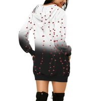 HHEI_K Ženske duge haljine Ženske modne tiskane džepove Duge rukave s dugim rukavima haljina