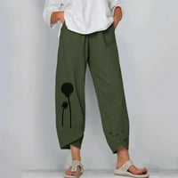 Ženske y2k hlače dama casual cvjetovi ispis elastičnih pojačanih struka široke noge hlače za žene za