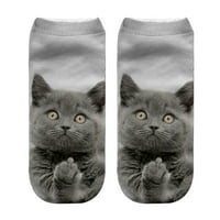 Farfi slatka 3D mačka životinja za životinje žene prozračne poliesterne elastične niske rezne čarape