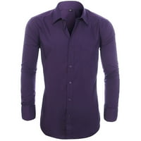 Muška proljeća i jesenje poslovanje Čvrsto povremene majice s dugim rukavima Purple XXXXL