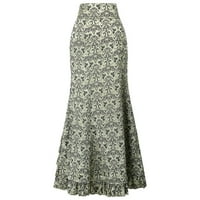 Yubnlvae suknja Bodycon ruffle žene dugačka pank suknja retro riblje stil vintage suknja
