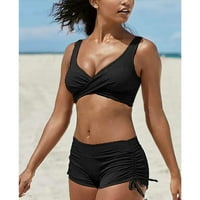 Žene kupaći kostim Tummy Control Ljeto Šareno bokser Print Beach Split Plivački odijelo Black XXL