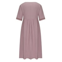 Plus veličina haljina za curvy ženske ljetne nove boje čipke s kratkim rukavima V-izrez struk obloga