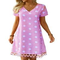 Ženska mini haljina V izrez Ljeto plaža Sundress Polka Dot majica Haljine kaftane party ronk 2xl