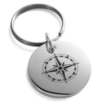 Kompas za biranje od nehrđajućeg čelika ugraviran mali medaljon krug šarm privjesak za ključeve