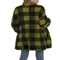 Ženski karirani kardigan tipke s dugim rukavima s dugim rukavima dole fleece overywer jakna kaput sa