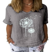 Ženska majica kratkih rukava Dandelion Print Tops bluza Sive S