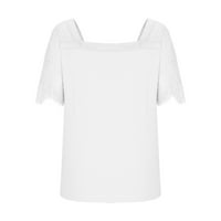 Zkozptok Ljetni vrhovi za žene Trendy Solid V-izrez T-majice kratki rukav labavi bluze, bijeli, xl