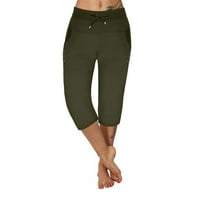 Ženske joge hlače opušteno fit solid color nacrtač elastični struk sedam bodova Hlače jesenski zimski