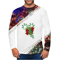 Safuny Muški vitki vrhovi odjeća okrugla vrat pulover odmor Sretan božićni cvjetni prsten masa moda