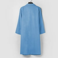 Haljine za žene rukav duljina koljena V-izrez za tiskanu ljetni modni odmor ženski sa džepovima Blue