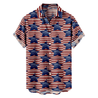 4. jula muška havajska majica USA Nacionalna zastava košulju u boji 3D košulja ovratnik plus veličine