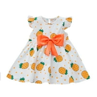 Djevojke i mališane haljine kratki rukav mini haljina cvjetna tiskana narančasta 120