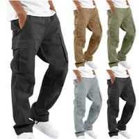 Teretne pantalone za muškarce opušteno fit višestruki džepovi na otvorenom planinarske pantalone pantalone