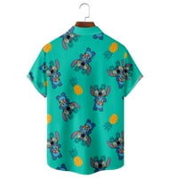 Disney Stitch puni ispis kratkih rukava majica Muška ljetna cvjetna labava Havajski korejski ulični