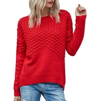 Simu ženski jesen Ležerni trendy džemper Ženski okrugli vrat Pulover dame pletene džemper pune boje