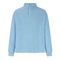 Muška majica za dno plus veličina Solid boja Dugme V-izrez Okrug dugih rukava Top bluza Comfy Lounging