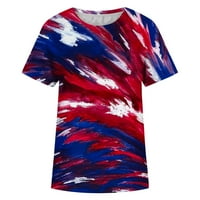 Scyoekwg Trendy kratki rukav Žene Ljetni vrhovi Crew vrat Osnovne majice Dan nezavisnosti Ispiši grafički