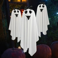 Sdjma Halloween ukrasi na otvorenom zatvoreni, sladak leteći bijeli duh sa kravatom za luk, Halloween
