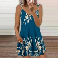 Ženska haljina bez rukava Duboko V-izrez Flowy mini haljina cvjetna plaža casual izlasci