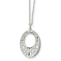 Prekrasan sirling srebrni dijamantski rezan otvoren ovalna filigrana ogrlica