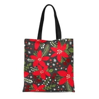 Platno torba crvena cvjetna uzorka zima i jesen bijeli cvijeće izdržljiva torba za prekršajnu shopping