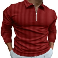 Beiwei Muški atletski prugasti gornji patentni zatvarač casual bluza Muškarci Rever izrez Teniska majica