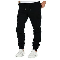 Njshnmn teretni pantalone za muškarce Stretch struk ravno odgovara opuštene teretne hlače, crna, m