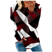 Trendy pulover plus veličine vrhova opruge za žene modne geometrijske tiskane zapadnih košulja s dugim