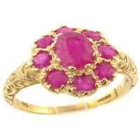 Britanci napravio 18k žuto zlato stvarni originalni rubin ženski prsten izjave - Veličine opcije - veličina