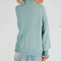 WHLBF pulover džemperi za žene, žensko ležerno u Soild dugim rukavima debeli pleteni pulover Turtleneck
