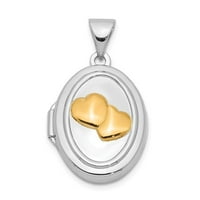 Auriga Sterling srebrna žuta-pltd dva srca ovalni privjesak za žene za žene