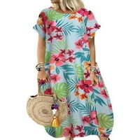 Grianlook dame duga haljina cvjetna tiskanja ljetna plaža sandress crew vrat maxi haljine žene labavo