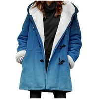 SHPWFBE kaputi za žene Ženske ležerne labave nejasne gradijentne gumbi sa čvrstim plusom jakna s kapuljačom
