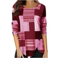 Fatuov dugih rukava za vježbanje na dugim vratom za žene Jesen modni pulover vrhovi ispis džemperi za žene plus veličine crvene m