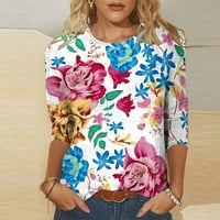 Atinetok ženske vrhove modne labave fit udobne lagane dame pulover majice ljetni casual cvjetni print