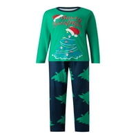Božićna porodica pidžama, dugih rukava s kraljevske vrpce za komarce za rub, duge hlače, štenad odijela,