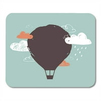 Plavi nacrtani balon za vrući zrak na nebu i šarenom oblaku za ruke padobranski mousePad Mouse jastučić