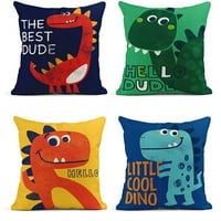 Set jastuka šareni Dino Little Dinosaur slatka izvučena kao crtež zelena djeca bacaju jastučnice poklopac