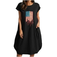Zodggu Prodaja Midi haljine za žene USA zastava Ispis haljina Neovisnost Day Poklon Trendy Girls kratki