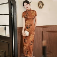Žene kineske Cheongsam Fau svilena haljina orijentalna kugla haljina duga qipao