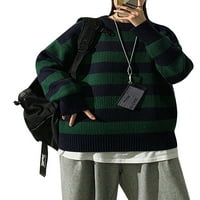 GENUISKIDS Ženska boja Blok prevelizirani korejski džemper Stripe Casual Jumper Dugi rukav Okrugli izrez