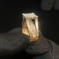 1. Kantalice Princess Oblik Prirodni dijamanti Micro Pave Golvers Ring u Hallmark 14K više-ton zlato