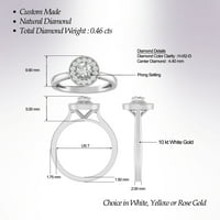Carat igl certificirani dijamant 10k bijeli zlatni halo zaručnički prsten za žene