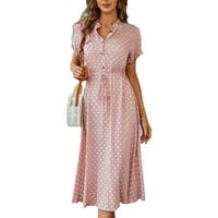 Ljetne haljine za žene Maxi haljina polka tat haljina majica na majicu ovratnik suknja